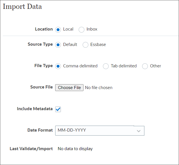 Import Metadata options